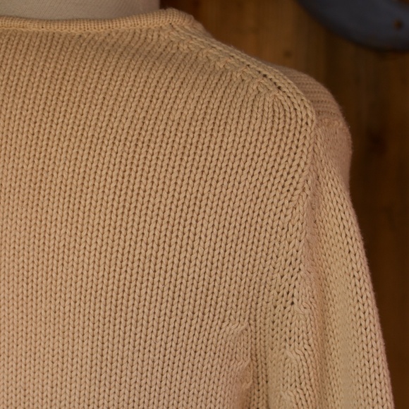 Vintage Talbots 100% Cotton Creme Knitted V-Neck Sweater Size S - Picture 12 of 15